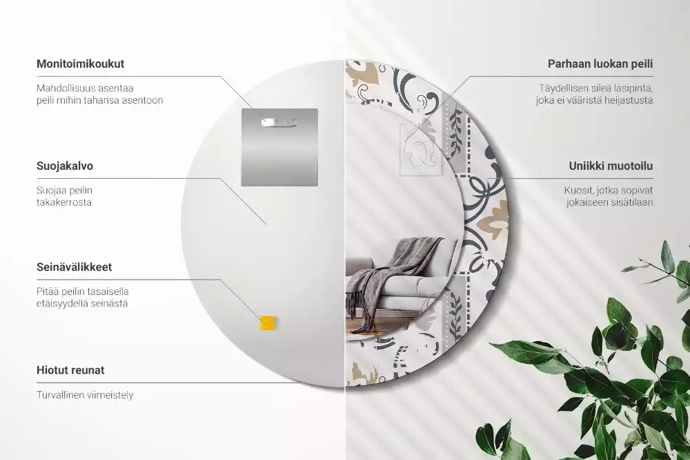 Kerek tükör fali dísz Retro csempe