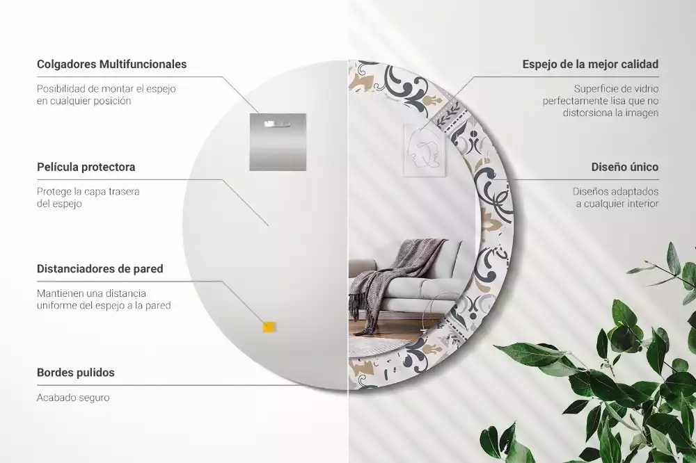 Kerek tükör fali dísz Retro csempe