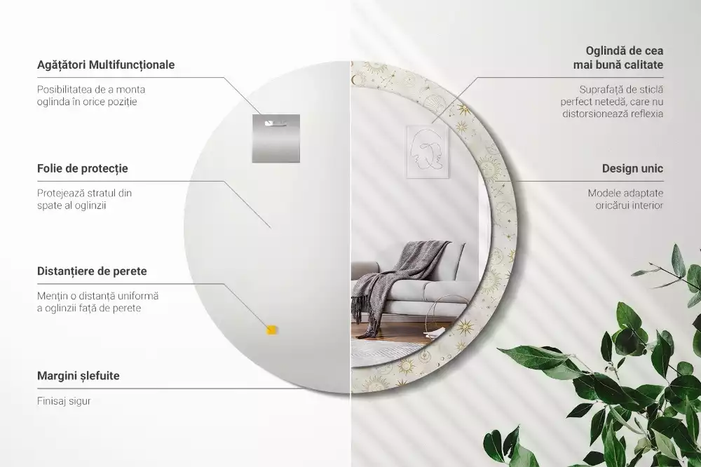 Kerek tükör fali dísz Misztikus minta