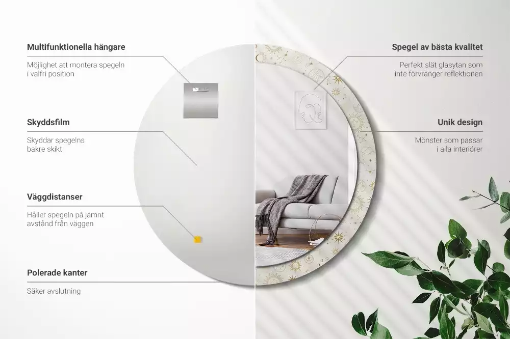 Kerek tükör fali dísz Misztikus minta