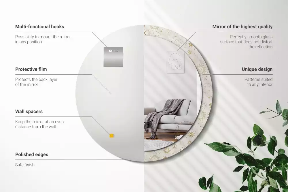 Kerek tükör fali dísz Misztikus minta