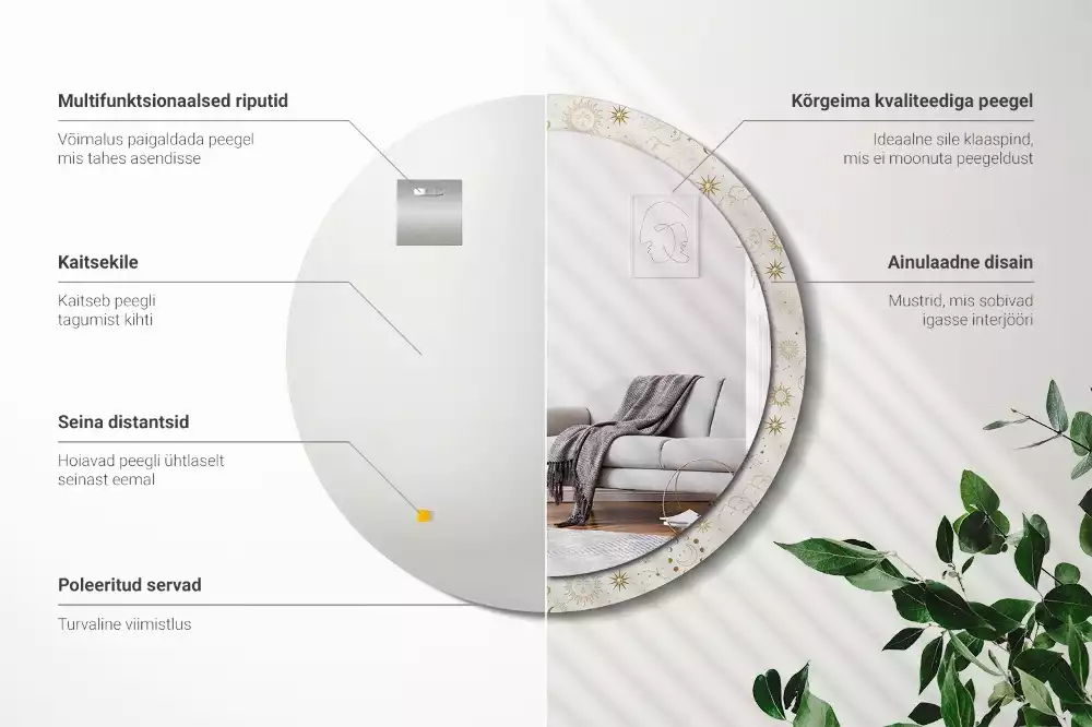 Kerek tükör fali dísz Misztikus minta