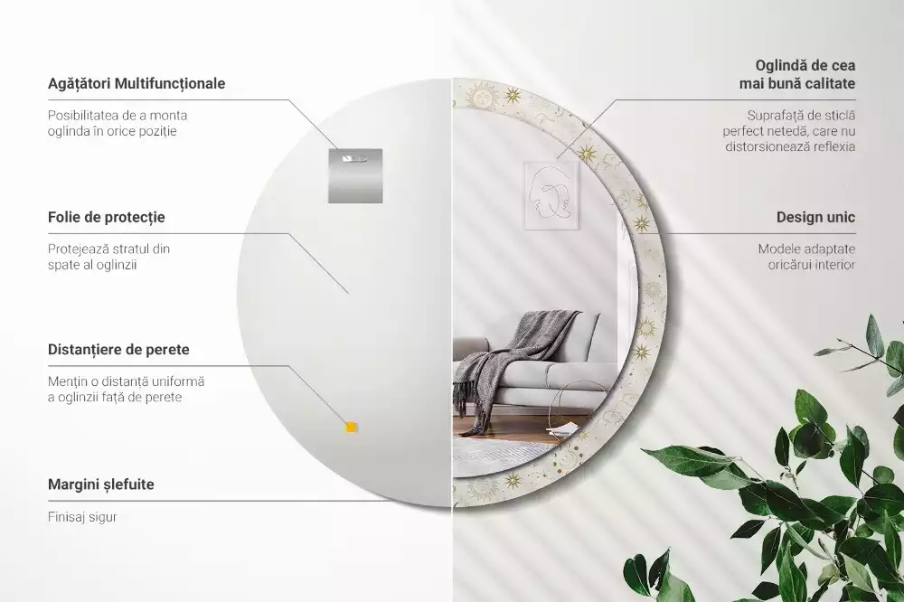 Kerek tükör fali dísz Misztikus minta