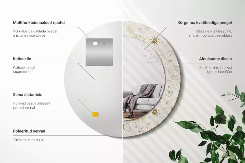 Kerek tükör fali dísz Misztikus minta