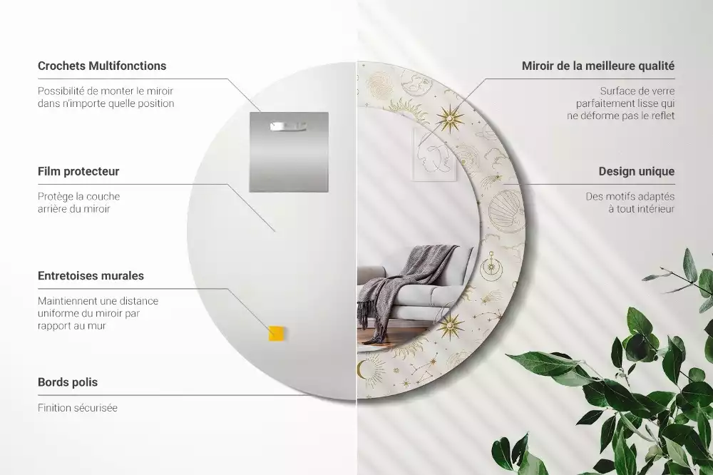 Kerek tükör fali dísz Misztikus minta