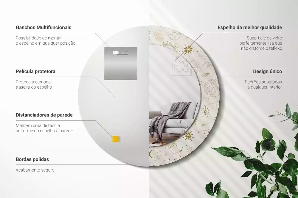 Kerek tükör fali dísz Misztikus minta