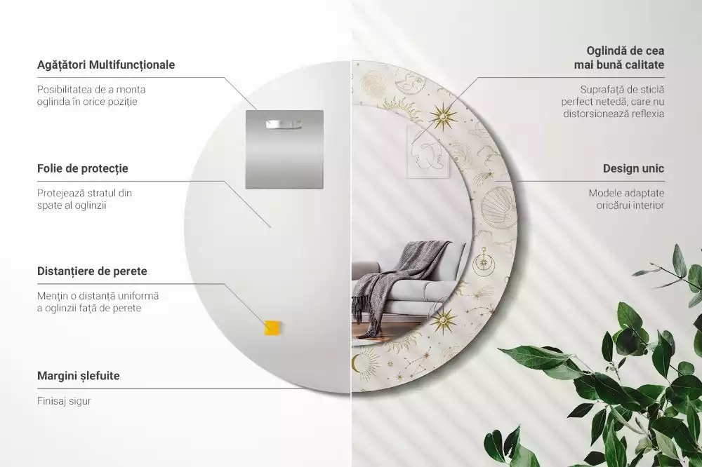 Kerek tükör fali dísz Misztikus minta