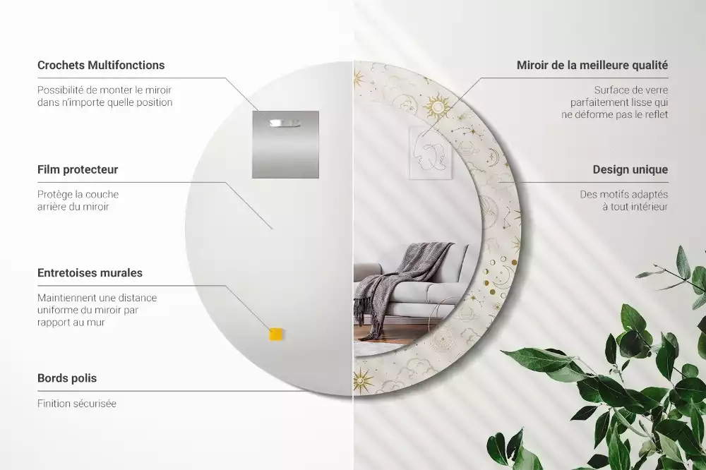 Kerek tükör fali dísz Misztikus minta