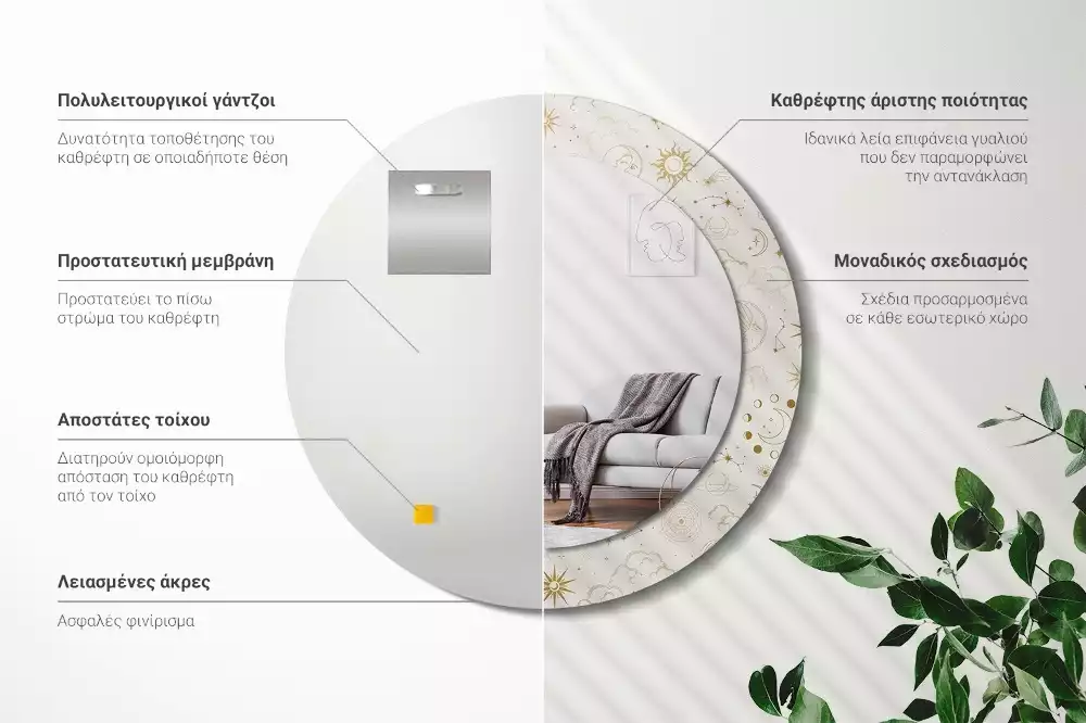 Kerek tükör fali dísz Misztikus minta