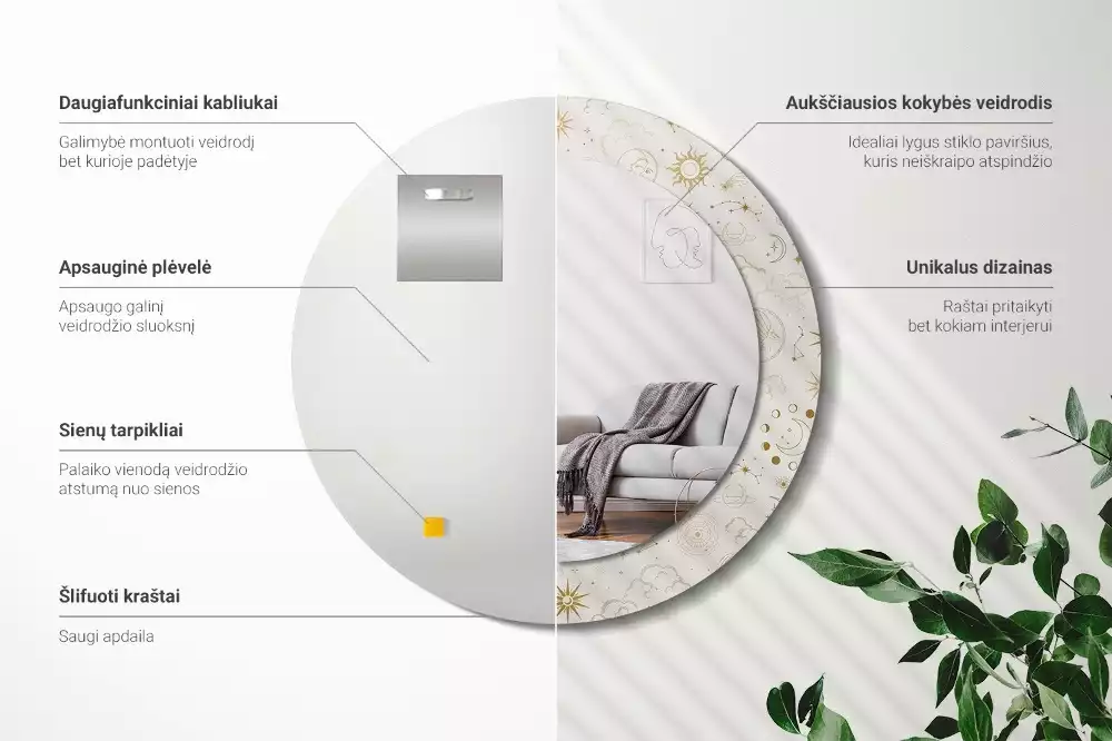 Kerek tükör fali dísz Misztikus minta