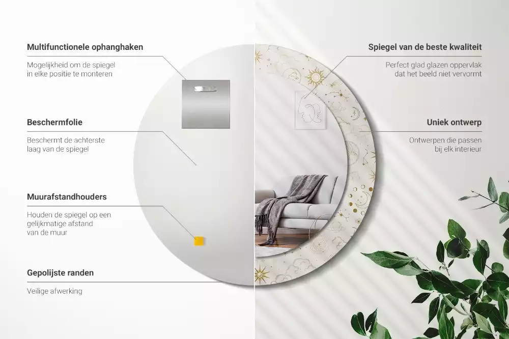 Kerek tükör fali dísz Misztikus minta