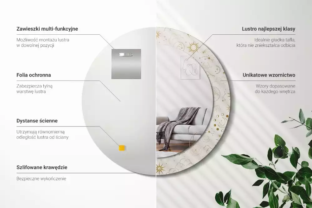 Kerek tükör fali dísz Misztikus minta