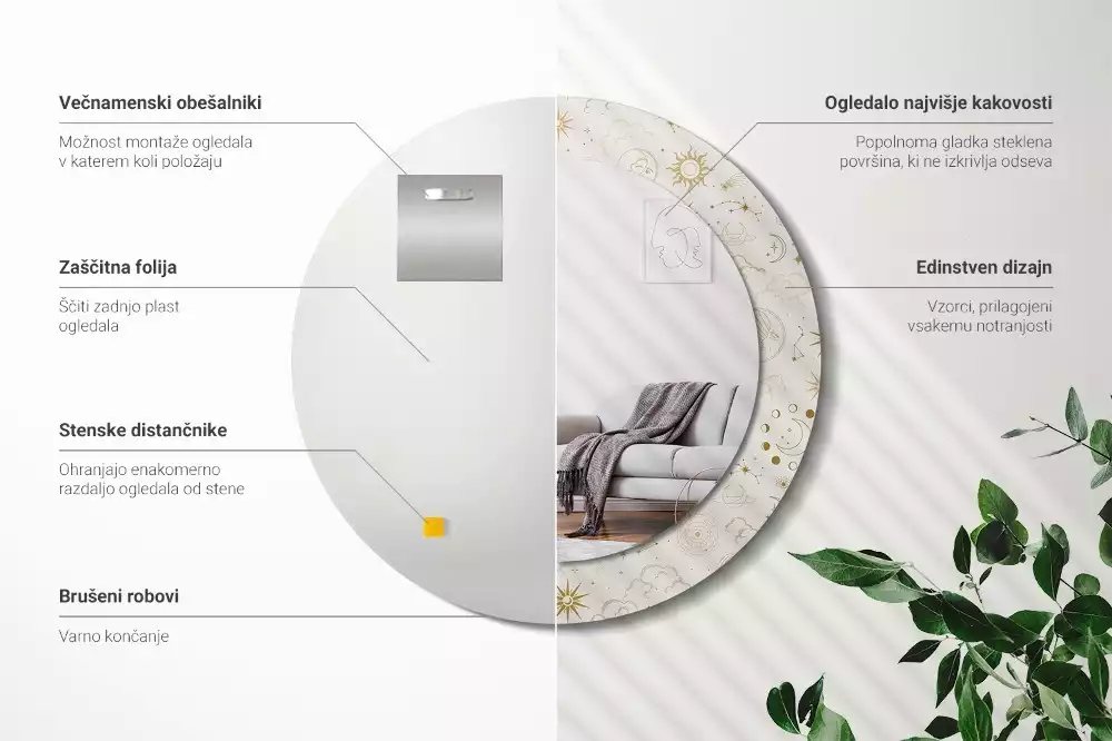 Kerek tükör fali dísz Misztikus minta