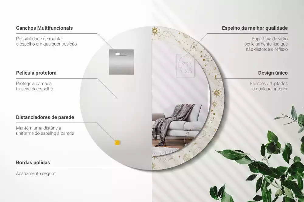 Kerek tükör fali dísz Misztikus minta