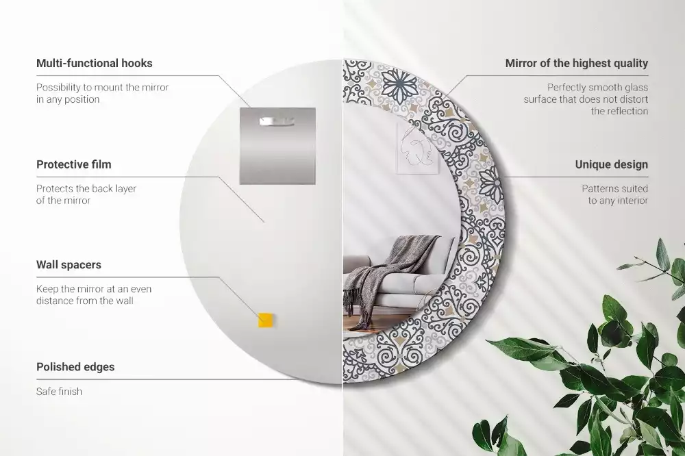 Kerek tükör fali dísz Geometrikus díszek