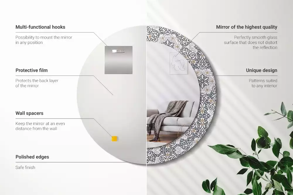 Kerek tükör fali dísz Geometrikus díszek