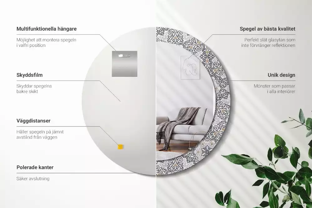 Kerek tükör fali dísz Geometrikus díszek