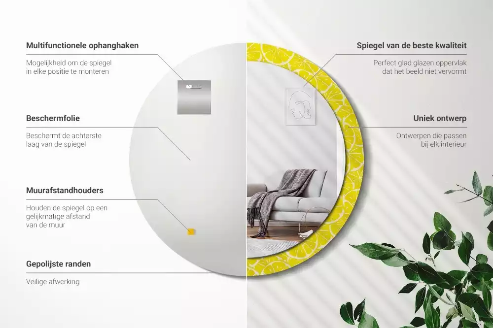 Kerek tükör fali dísz Citrom