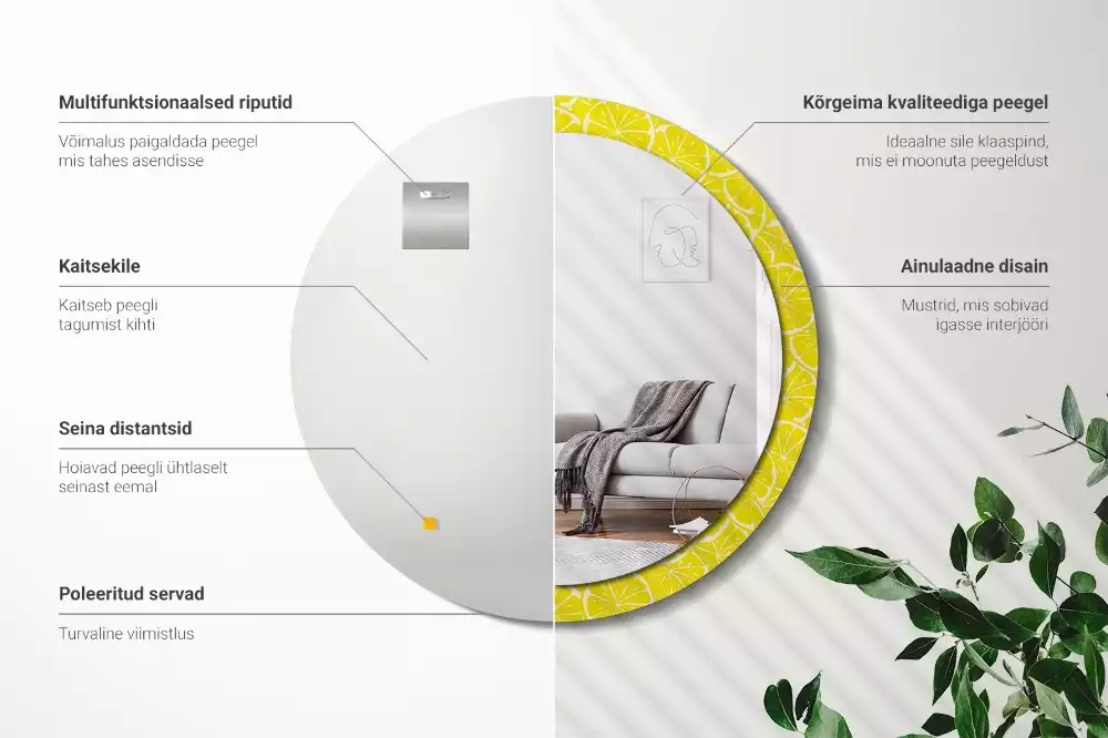 Kerek tükör fali dísz Citrom