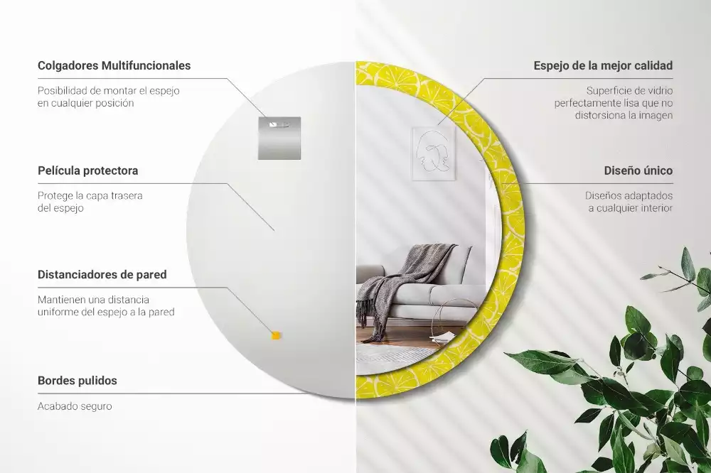 Kerek tükör fali dísz Citrom