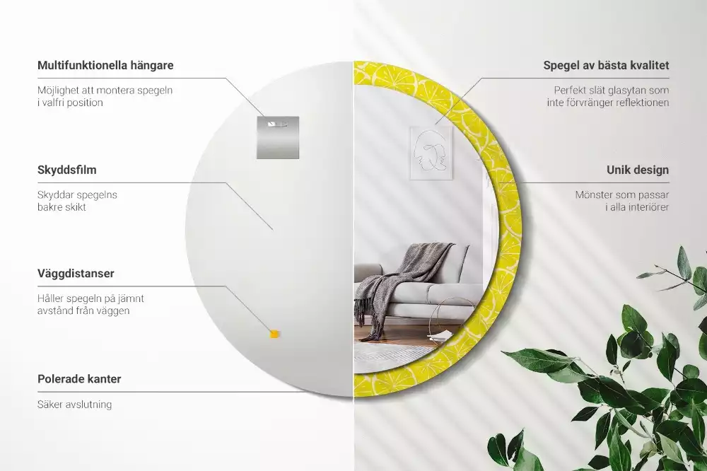 Kerek tükör fali dísz Citrom