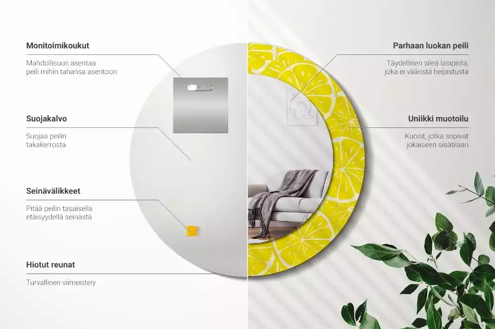 Kerek tükör fali dísz Citrom