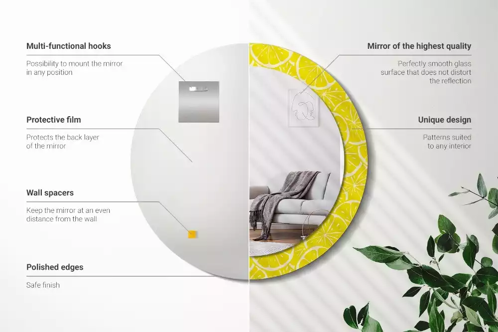 Kerek tükör fali dísz Citrom