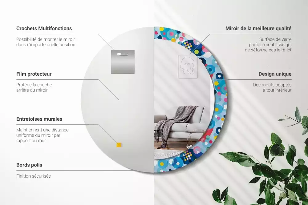 Kerek tükör fali dísz Színes kerekek