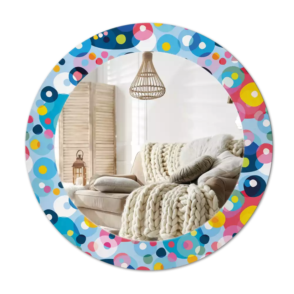 Kerek tükör fali dísz Színes kerekek