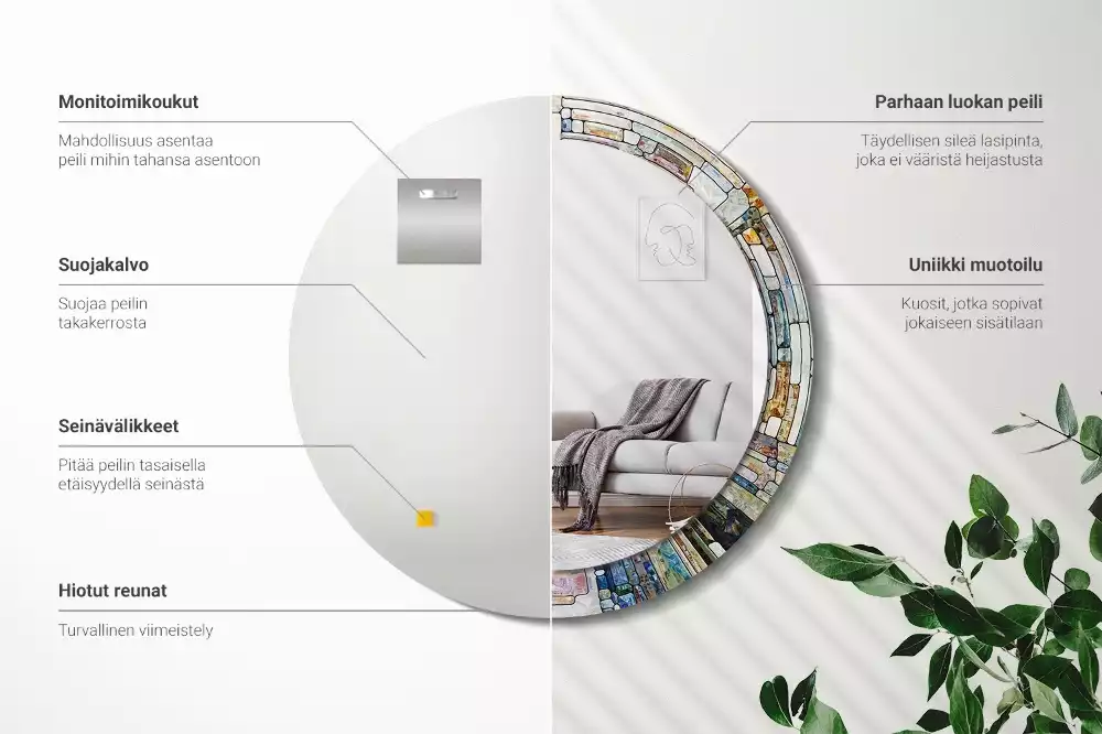 Kerek tükör fali dísz Ólomüveg