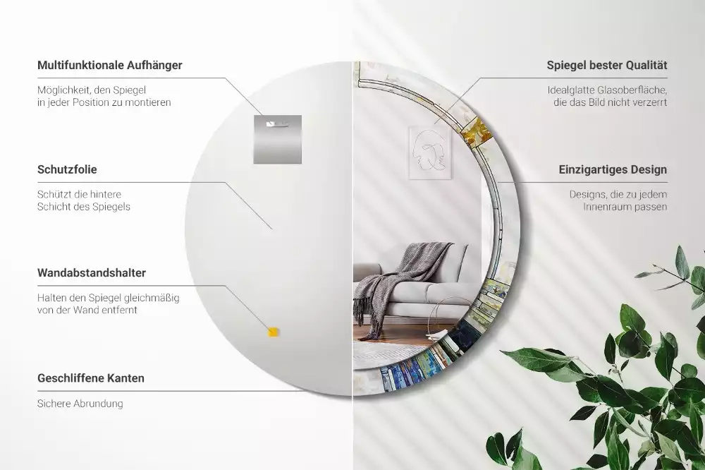 Kerek tükör fali dísz Ólomüveg