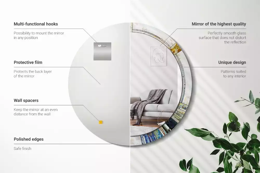 Kerek tükör fali dísz Ólomüveg