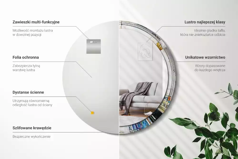 Kerek tükör fali dísz Ólomüveg