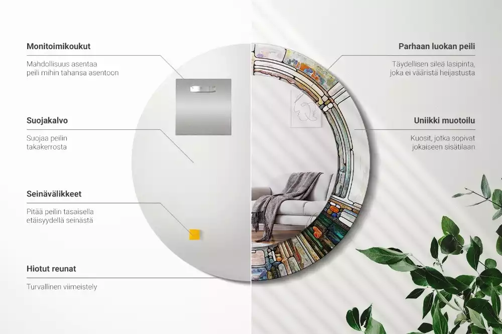 Kerek tükör fali dísz Ólomüveg