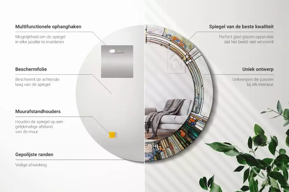 Kerek tükör fali dísz Ólomüveg