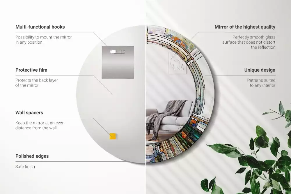 Kerek tükör fali dísz Ólomüveg