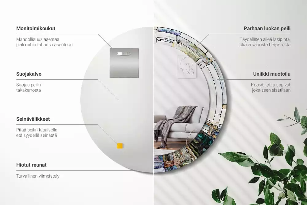 Kerek tükör fali dísz Ólomüveg