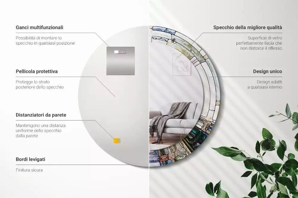 Kerek tükör fali dísz Ólomüveg