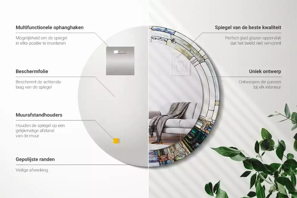 Kerek tükör fali dísz Ólomüveg