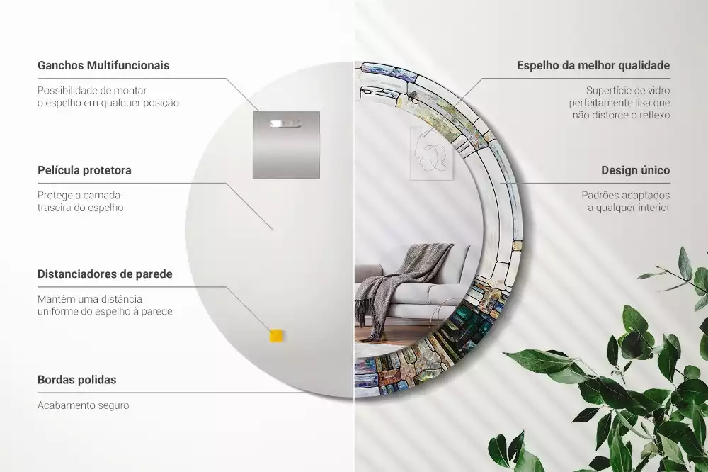 Kerek tükör fali dísz Ólomüveg