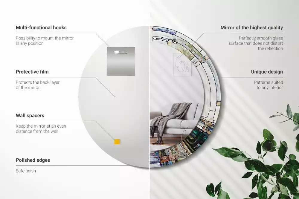 Kerek tükör fali dísz Ólomüveg