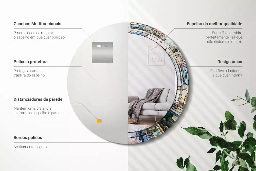 Kerek tükör fali dísz Ólomüveg