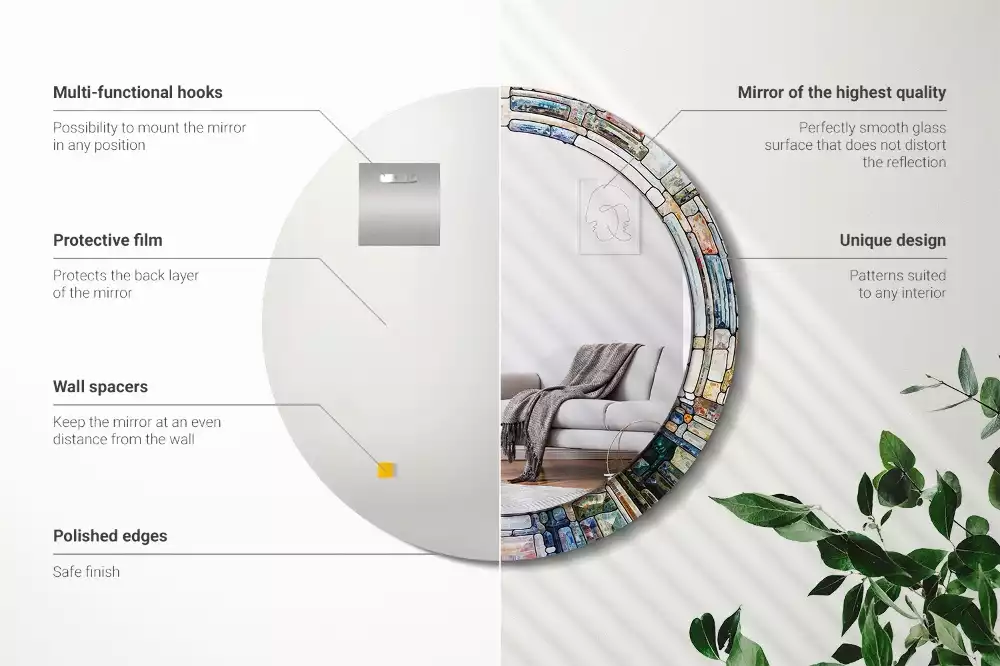 Kerek tükör fali dísz Ólomüveg