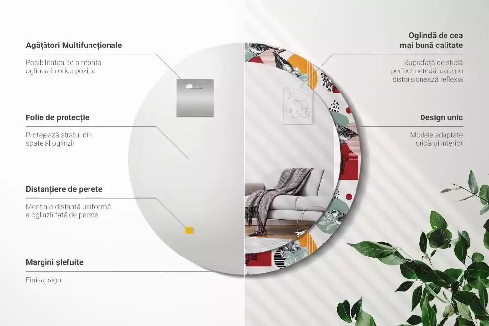 Kerek tükör fali dísz Vintage foltok