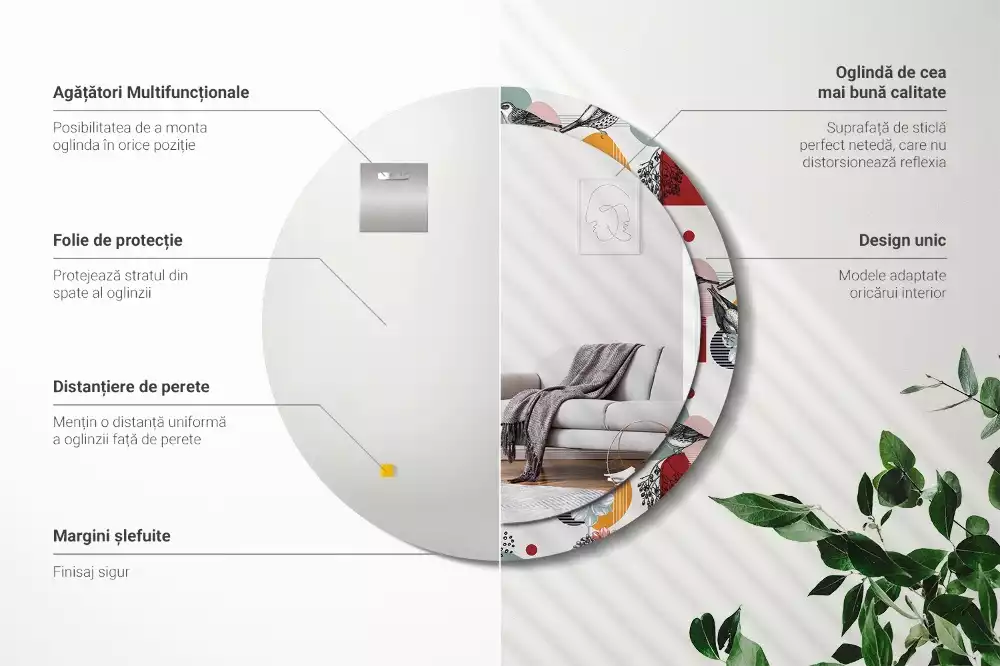 Kerek tükör fali dísz Vintage foltok