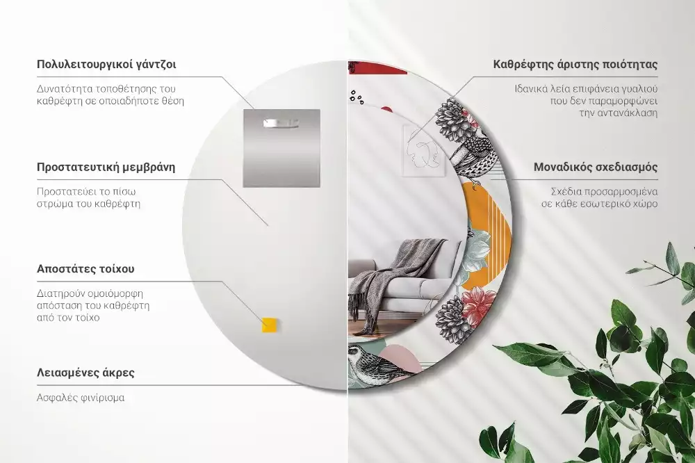 Kerek tükör fali dísz Vintage foltok