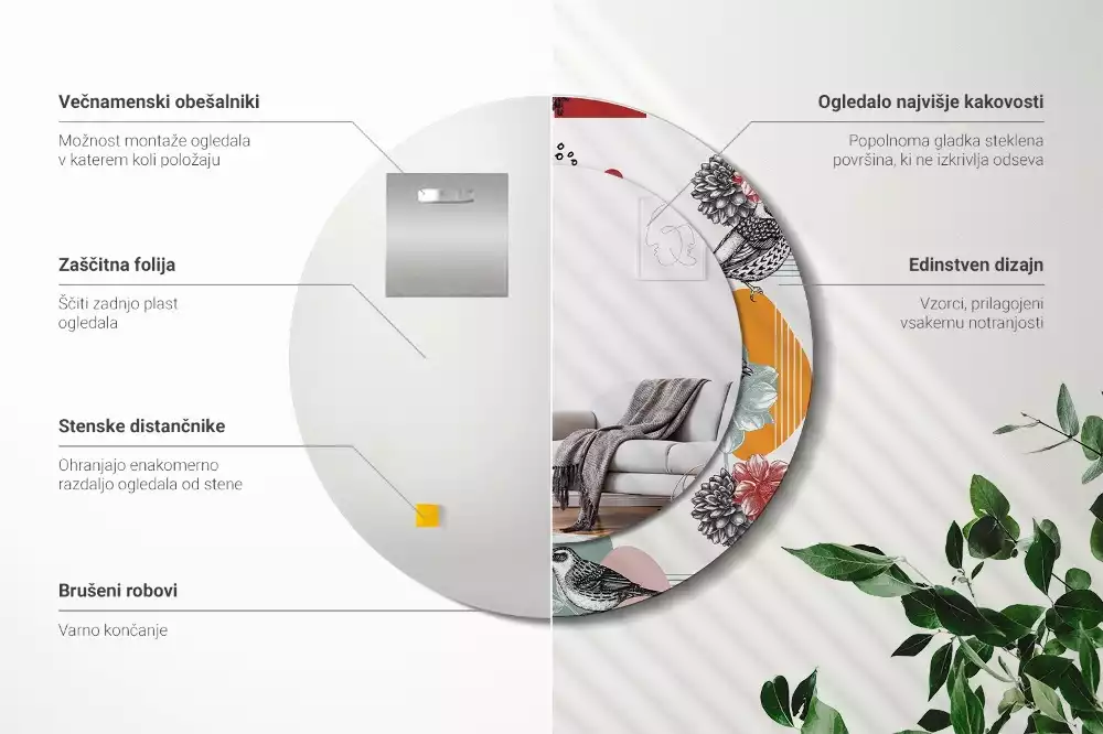 Kerek tükör fali dísz Vintage foltok