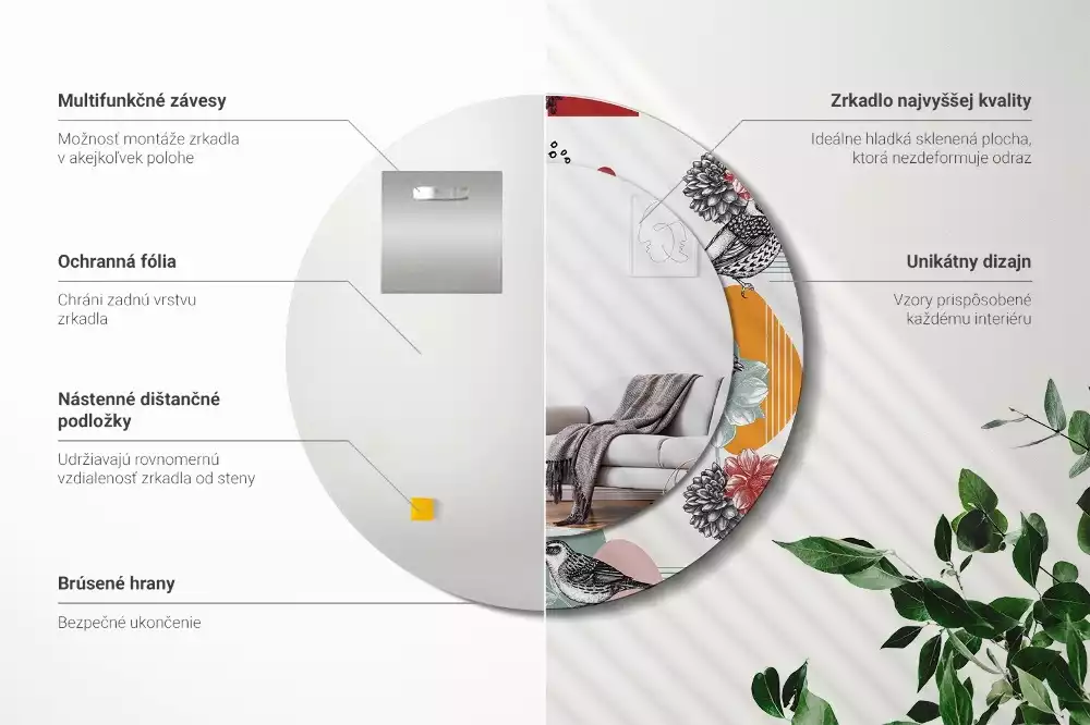 Kerek tükör fali dísz Vintage foltok