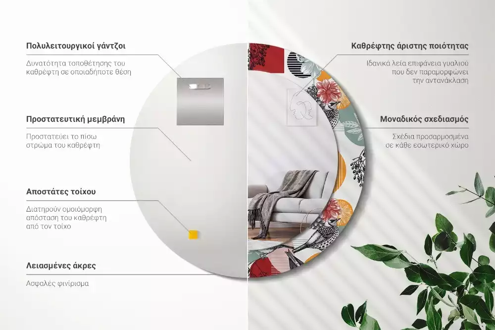 Kerek tükör fali dísz Vintage foltok