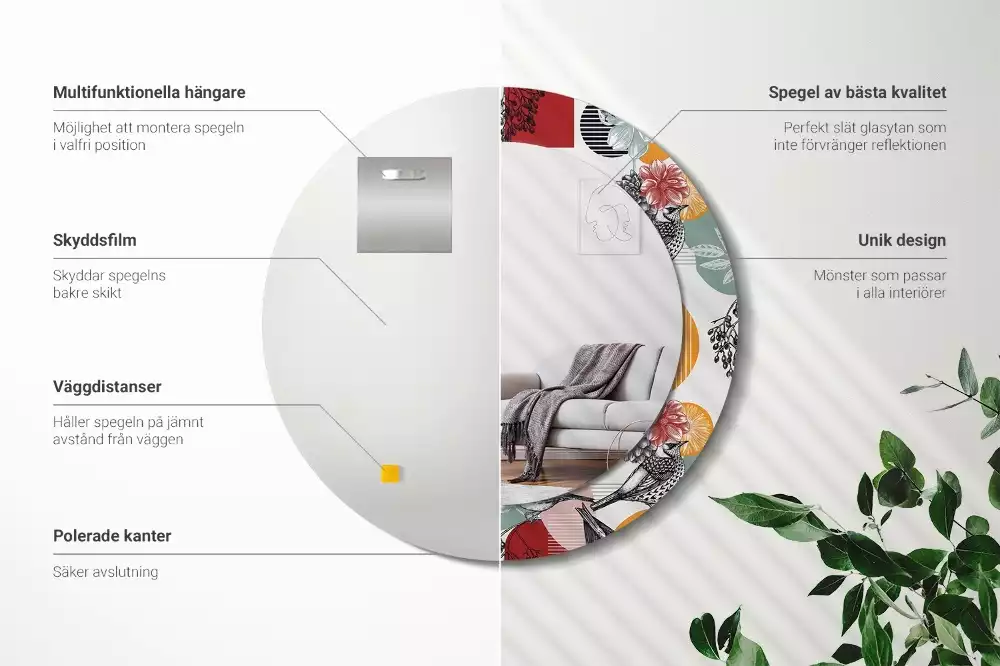 Kerek tükör fali dísz Vintage foltok